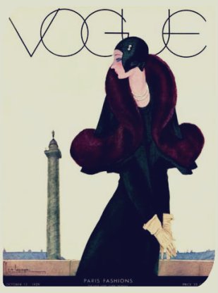 Founded in 1892, Vogue has been at the forefront of fashion publications for well over 100 years! This example is from the 1920s Art Deco era.
